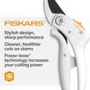 Fiskars Bypass Pruner with PowerLever, Lightweight Garden Shears, White