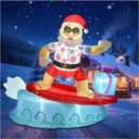 5.6FT Christmas Inflatables Surfing Santa Claus Outdoor Hawaiian Decorations, Christmas Blow Up Yard Decorations with Built-in LED Lights for Indoor Outdoor Holiday Party Garden Patio Yard Lawn Decor