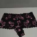 WDIRARA Women's Plus Size Sheer Lace Boyshorts Underwear Sexy High Waisted Boxer Briefs Panties (4X-Large Plus, Black and Pink)