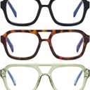 DUMOK Aviator Reading Glasses for Women Men, 3 Pack Blue Light Blocking PC Recycled Material Retro Computer Readers LHJ209-1.00