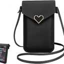 Crossbody Bags for Women, Leather Phone Purses Crossbody Purse Cell Phone Purse with Clear Touch Screen Window (Black)