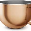 Copper Color Stainless Steel Mixer Bowl, Compatible with KitchenAid Series 5.5-6 QT Lift Stand Mixer, Suitable for KV25, KV25KP26, KB26, Dishwasher Safe, Heavy Duty, No Residue, Ergonomic Handle