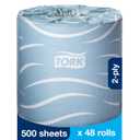 Tork Bath Tissue Roll Advanced 2-ply, Biodegradable 4x3.75", 500 sheets/roll, 48 rolls/case, TM6130S