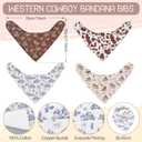 VitalCozy 4 Pcs Vintage Western Baby Bandana Bib Cotton Newborn Infant Feeding Drool Bib for Drooling and Teething Girl Boy