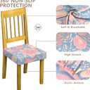 Stretch Dining Chair Seat Covers Set of 4,Dining Chair Slipcovers, Floral Printed Chair Covers,Soft Fabric Washable Upholstered Chair Seat Protector, No Rear Covers for Home Kitchen Dining Room (Folk Floral Pattern)