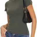 Womens Basic Tees Summer Short Sleeve Shirts Slim Fit Tight T Shirt Going Out Tops, S