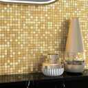 VAOVI Gold Kitchen Backsplash Tiles Peel and Stick Mosaic Stickers Self-Adhesive Wall Panles Heat Resistant Waterproof(10sheets,Square)