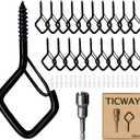 20 PCS Q-Hanger Hooks for String Lights, Ceiling Hooks for Hanging Plants, Wind Chimes, Bird Feeders, Lanterns, Christmas Decorations (Square Hanger) Black