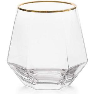 Creative Crystal Glass Hexagonal Whiskey Red Wine Glasses Household Shake Cup Stemless Camping Wine Glasses (40)