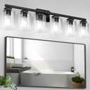 BesLowe 37" 6-Light Bathroom Light Fixture, Modern Black Vanity Light, Bathroom Lighting Fixtures Over Mirror, Matte Black Bathroom Wall Lamp, Wall Lights for Living Room Bedroom Hallway