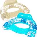 SLOOSH Inflatable Pool Floats Adult,2 Pack Pool Chairs with Cup Holders,Blow up Floats Chair,Hammock Noodle Mat for Relaxing Summer Water Fun Swimming Party Beach