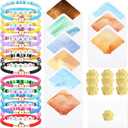 Sureio 9 Pcs Back to School Teacher Bulk Teacher Appreciation Gifts Elastic Clay Beaded Gift with Greeting Cards Envelopes Gold Foil Stickers for First Day of School