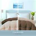 ROYALE LINENS Reversible Comforter - Queen Size Duvet Insert - All Season Soft Quilted Comforters with 8 Corner Tabs - Down Alternative Bedding Comforter - Duvet Insert (Chocolate/Sand, Queen 88"x88")