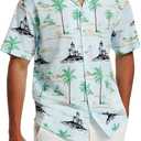 Vytroon Men's Hawaiian Shirts Wrinkle Free Short Sleeve Button Down Tropical Beach Vacation Shirt (L)