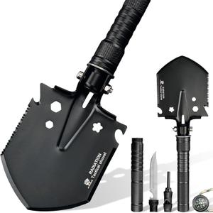 HX OUTDOORS Tactical Survival Shovel, Collapsible and Foldable Entrenching Tool, Portable Multitool for Camping, Hiking, Car Emergency and Outdoor Use