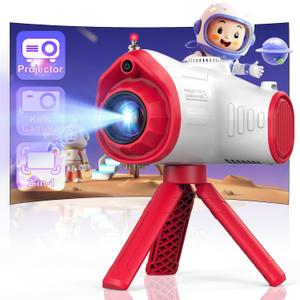 Kids Camera, Camera for Kids with Projector, Offers Projection, 48MP Photography, 1080p Video Recording, Kids Digital Camera Christmas Birthday Gifts for Boys Girls Age 3+ (Red)