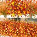 Uieke 72PCS Artificial Mums for Outdoors Fake Fall Outdoor Lavender Flowers Orange Calla Lilly and Autumn Daisy Mums Flowers No Fade for Outside Window Box Porch Planters Garden Thanksgiving Decor