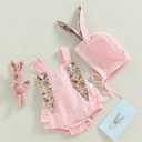 Toddler Baby Girl Easter Outfit Sister Mathing Clothes Bunny Romper/Dress Bodysuit with Rabbit Ear Tail Summer Clothes (6-12 Months)