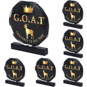 6 Pcs Goat Trophy Award Acrylic Award Greatest of All Time Funny Trophy Award Appreciation Gift for Boss, Coworker, Friend League Champion Award Winner Sports Award Appreciation Gift
