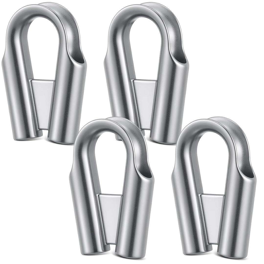 4 Pack 12mm 1/2" 304 Stainless Steel Wire Rope Thimbles Collar with Gusset for 3/8" - 1/2" Wire or Winch Rope Tube Cable Thimble Heavy Duty for Industrial Rigging Marine (Silver)