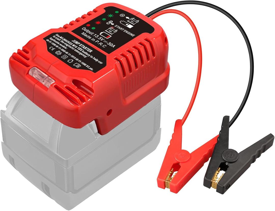 Jumper Adapter Compatible with Milwaukee 18V M18 Power Battery,Jumper Starter Jump Kit 11AWG Cable 18V,Jump-Starter Auto Booster Cable for Jump Starting Car Using Tool Battery,Engine Up to 3.5L