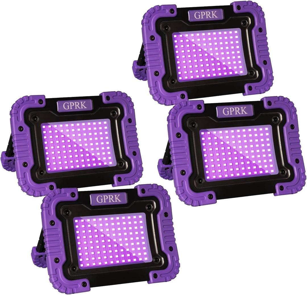 Rechargeable Black Light - Battery-Powered UV Blacklight, Portable,Cordless 395nm Ultraviolet Flood Light for Glow Parties, Night Fishing, UV Paints, Halloween