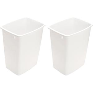 Plastic Trash Can - 35-Quart (9-Gallon) - Indoor Garbage Bin for Kitchen, Home, Office and Commercial Use - Large Waste Disposal Tub, Plastic Waste Container- White. 2 Pieces