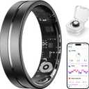 Smart Ring for Women Men, AI Health Fitness Tracker with Sleep, Heart Rate, Blood Oxygen, HRV, Stress, Gesture Photo, IP68 Waterproof, No Subscription, iOS Android (Matte Black,8)