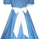 IMISHM Halloween Cosplay Costume Halloween costume for Girl Blue Dress White Apron With Bow HeadBand Stockings (13)