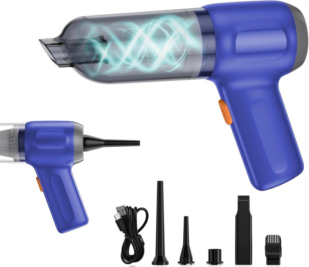 Mini Car Vacuum Cleaner Handheld Cordless Air Blower, Rechargeable Dust Buster with 15000pa High Power Portable Hand Pump/Vacuum Cleaner for Car, Home Cleaning (Blue)