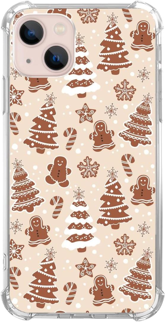 Brown Gingerbread Christmas Trees Case Compatible with iPhone 15, Cute Christmas Festival Case for iPhone 15, Cool TPU Bumper Phone Case Cover