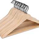JS HANGER Wooden Coat Hangers, 16 Pack High Grade Wood Suit Hangers with Non Slip Pant Bar - Extra Smooth and Splinter Free, Unvarnished