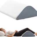 Knee Wedge Pillow 8'' for Post-Surgery Recovery - Leg Elevation Support for Sleep Position, Alleviating Lower Back & Hip Pain Enhancing Circulation in Ankles Legs Triangle Pillow with Removable Cover (23.6"L x 17.8"W x 8"H, White & Gray)