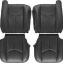 SecosAutoparts 8PCS Driver & Passenger Bottom & Top & Foam & Amrest Dark Gray#692/69i Leather Seat Cover Compatible with Chevy Silverado Avalanche Tahoe Suburban GMC Sierra Yukon 2003 2004 2005 2006