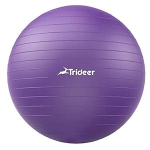 Trideer Extra Thick Yoga Ball Exercise Ball, 5 Sizes Gym Ball, Heavy Duty Ball Chair for Balance, Stability, Pregnancy, Quick Pump Included (Violet)