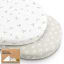 2-Pack Organic Bassinet Sheets for Girls, Boys - 100% Cotton Bassinet Mattress Sheets Compatible with Halo Bassinest Swivel Sleeper, Graco, Baby Delight, Chicco, Unisex Fitted Bassinet Sheets (Meadow)