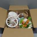 Juegoal Set of 2 Easter Tabletop Decorations Bunny Couple, 10" Rabbits Ride Bike, Cute Animal Figurine Gift, Easter Basket Filler Spring Home Kitchen Room Ornament