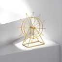 Cabilock Ferris Wheel Ornament Metal Desktop Sculpture Gold Home Decor for Living Room Office Bookshelf Entryway Decoration 9.06X8.66X3.54 Inches