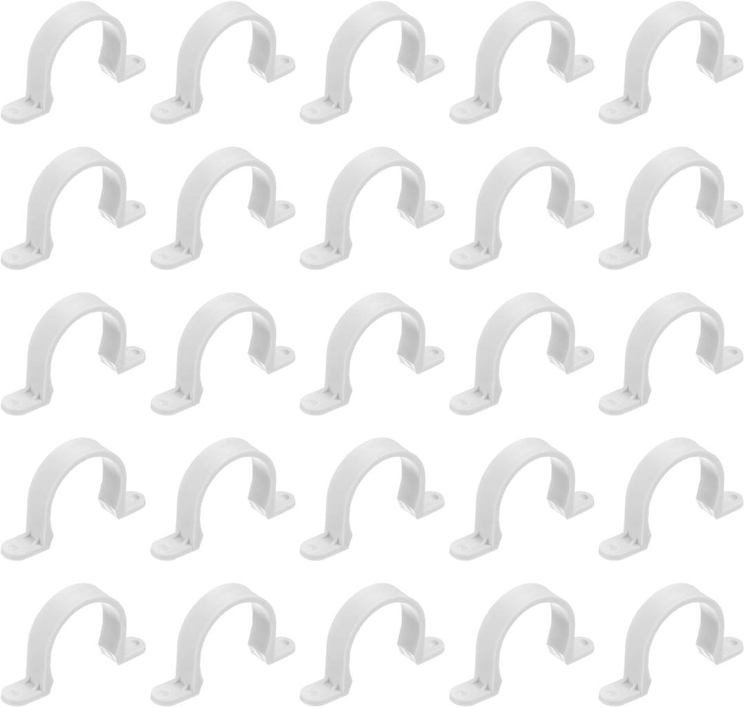 uxcell 100Pcs PVC Pipe Straps, 50mm(2") Plastic Conduit Strap 2 Holes PVC Pipe Mounting Bracket for PVC Pipe Conduit and Cables, White