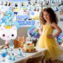 142Pcs Cat Birthday Decorations, Cat 2nd Birthday Party Supplies, Cat Birthday Party Decorations Include Plates Cups Napkins Tablecloth Balloons Cake Toppers for Kids Party