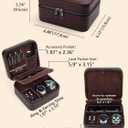 Travel Watch Case for Men, Watch Box with Ring Rolls & Accessory Compartments, PU Leather Portable Men's Jewelry Organizer, Fits up to 50mm Watches, Gift for Him (Large 2 Slot)