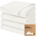 4Pack Muslin Swaddle Blankets for Boys, Girls  Organic Baby Swaddles for Newborns, Soft & Breathable Receiving Baby Blankets for Girl, Boy, Neutral, Newborn Essentials Gift (Soft White)