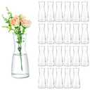 Hewory Glass Bud Vases for Centerpieces - Clear Small Flower Vase Set of 24, Modern Minimalist Cute Mini Decorative Bulk Vases for Wedding Bridal Shower Birthday Party Events Dining Room Table Decor
