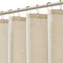 Natural Linen Shower Curtain with 12 Metal Hooks Modern Boho Neutral Thick Cloth Waterproof Bath Decor Beige Shower Curtain for Bathroom Hotel Bathtub, Cream, 72 Inch