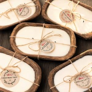 Red Barn Candle Company Wood Dough Bowl Candles | 100% Natural Soy Wax & Essential Oil Infused | Odor Eliminating + Pet Safe | Scented Candle Gifts for Men & Women (Eucalyptus, 3-Wick)