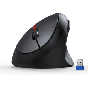 TECKNET Ergonomic Mouse, 4800 DPI Wireless Vertical Mouse, 5 Adjustable DPI Levels, 6 Buttons, 2.4G Silent Wireless Mouse for Laptop, PC, Chromebook, Mac - Black