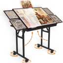 Doerpuz Puzzle Table with Folding Legs, 1500 Pieces Puzzle Table for Adults with Drawers, Cover, Wheels, 5 Adjustable Up Angles Wooden Jigsaw Puzzle Board for All Ages