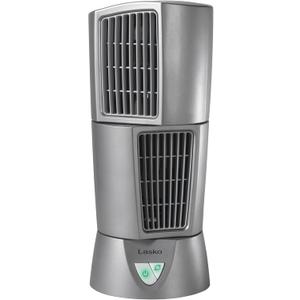 Lasko Wind Tower Platinum Compact Desktop Fan for Home with 3 Speeds, Widespread Oscillation, 14", Gray, 4910
