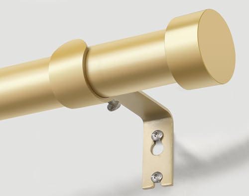 KAMANINA Gold Curtain Rod 32 to 58 Inch (2.6-4.8 Feet), 1 Inch Heavy Duty Curtain Rods for Windows, Modern Adjustable Drapery Rods with End Cap (32"-58")