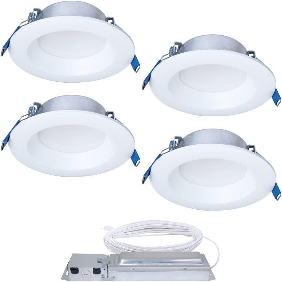HALO 4 inch Quicklink Canless LED Downlight Selectable 2700K, 3000K, 3500K, 4000K, 5000K CCT  White (4 pack)